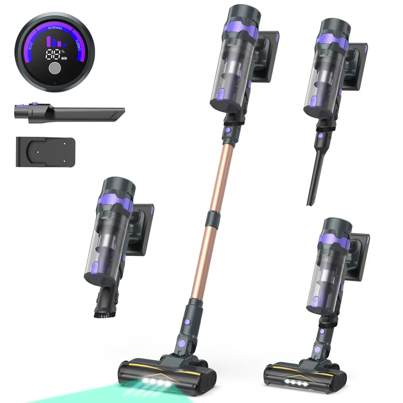YISORA V2 Cordless Vacuum Cleaner, 80Kpa Powerful Suction, Up to 75 Min Runtime, LED Display Stick Vacuum