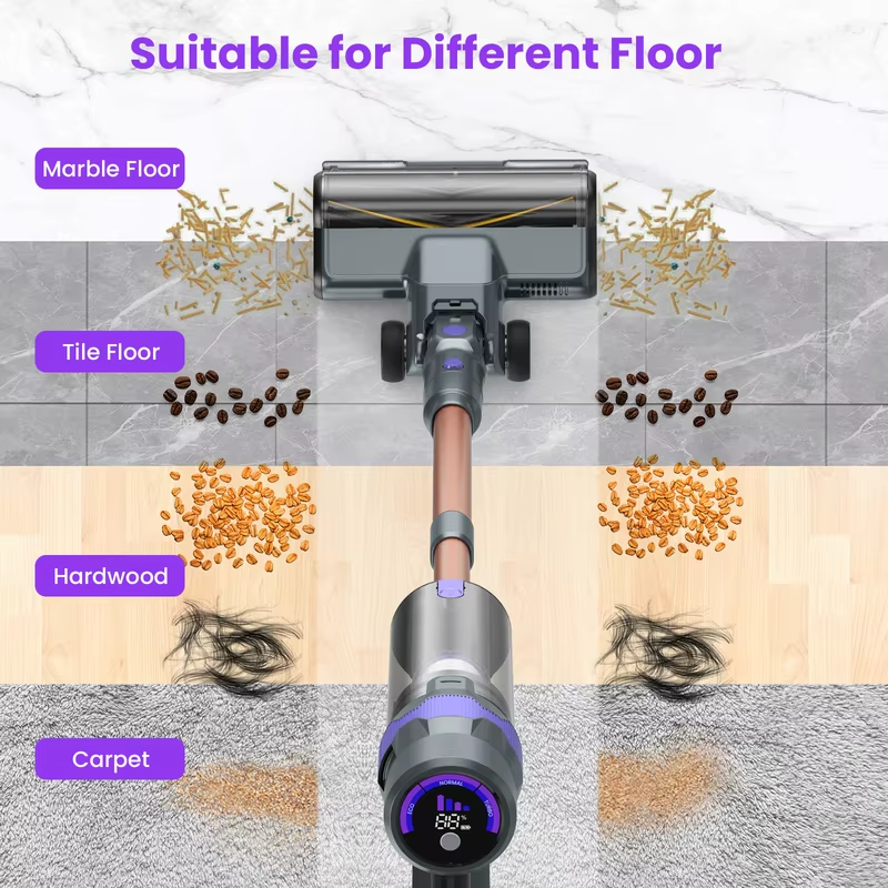 YISORA V2 Cordless Vacuum Cleaner, 80Kpa Powerful Suction, Up to 75 Min Runtime, LED Display Stick Vacuum