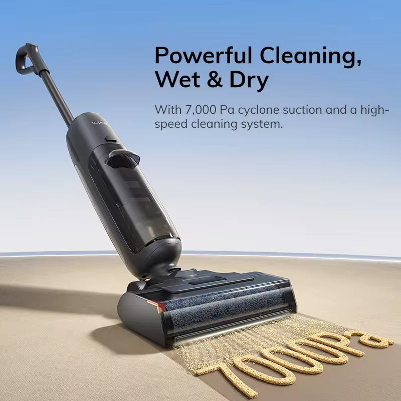 ILIFE W90 Pro Cordless Wireless Wet Dry Smart Mop Washing ,7000Pa Suction, 1Min Self Cleaning, Large Dual Water Tank,Update W90