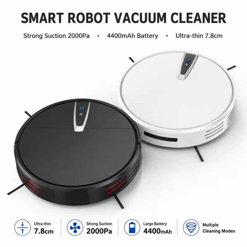 Home Robot Vacuum Cleaner with 2000 Pa Suction Wet & Dry Function Auto-Recharge Brushless Motor