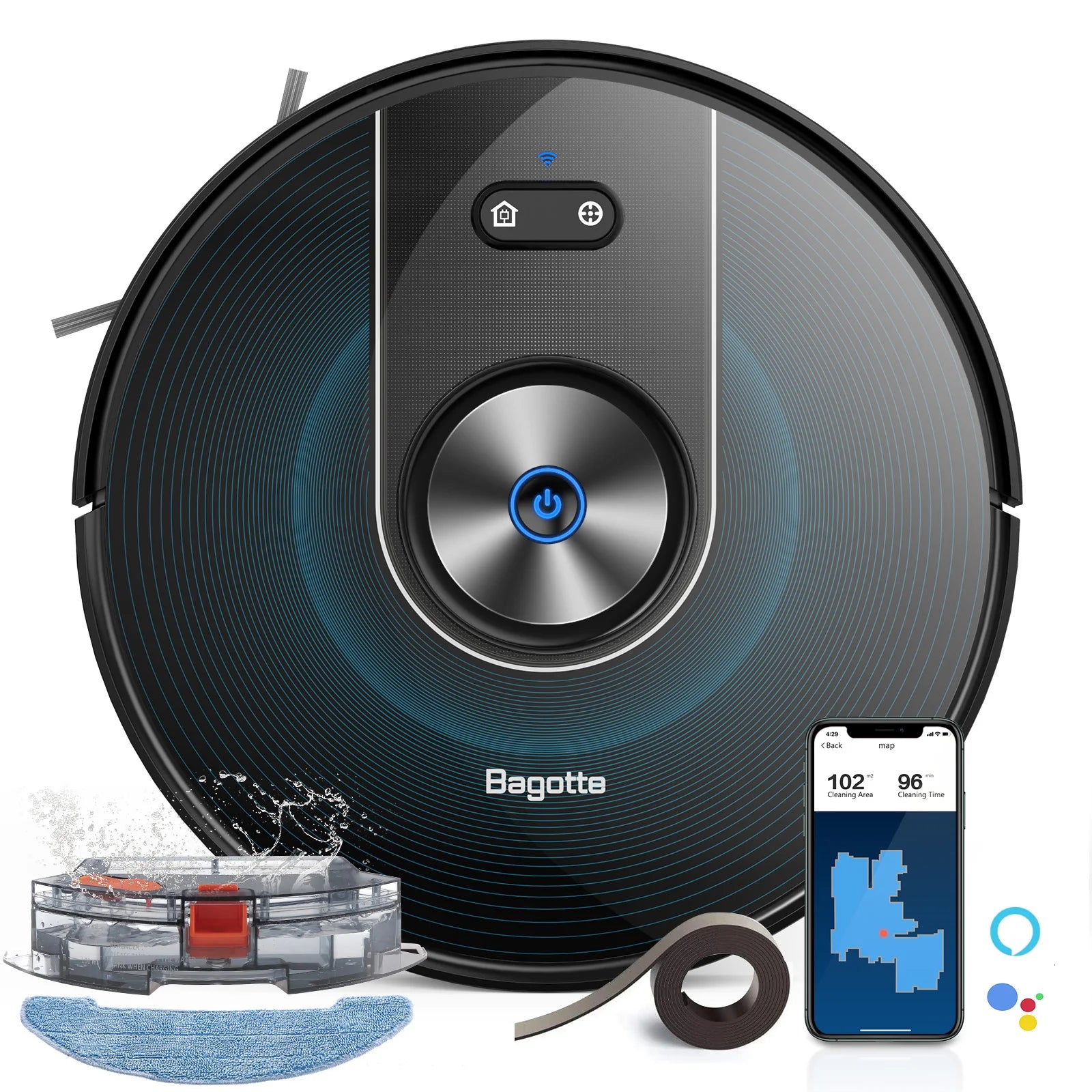 Smart Robot Vacuum Cleaner for Home Efficient Floor Cleaning with Water Filter for Garages