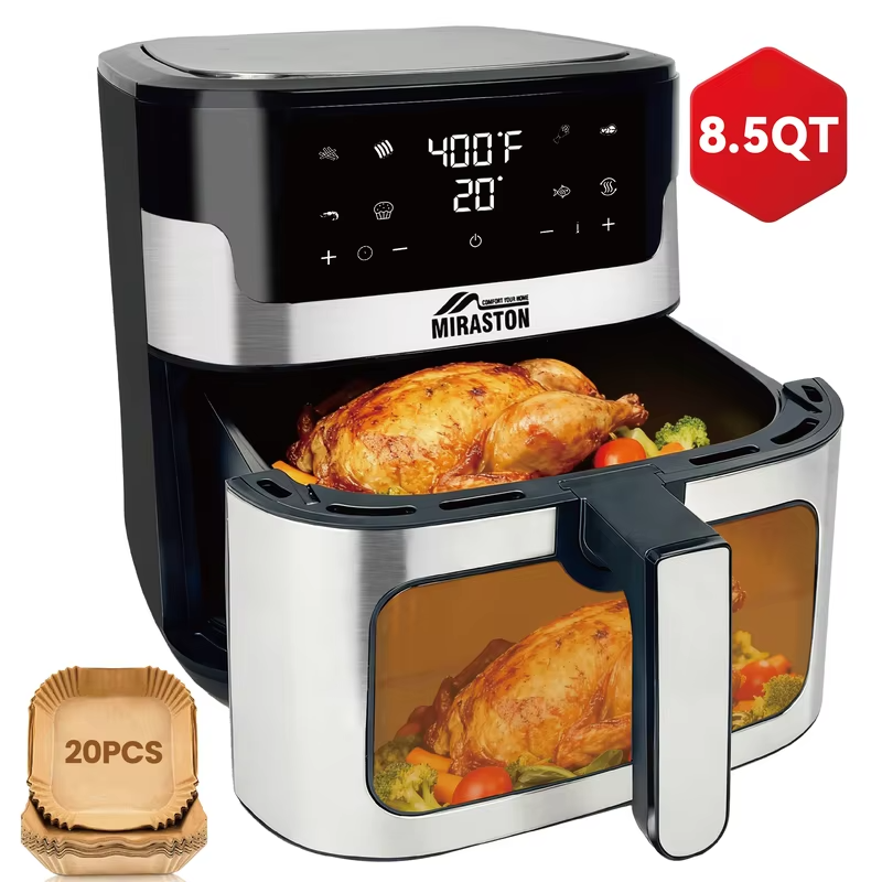8.5QT Family Size Digital Air Fryers, BPA-Free, Smart Touchscreen with 8-Preset, Air Frying, Reheat Leftovers, Party Food