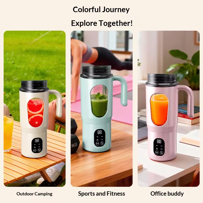 USB charging juicer, mini ice crusher, can make smoothies and milkshakes, perfect for travel, double lid portable handle juicer