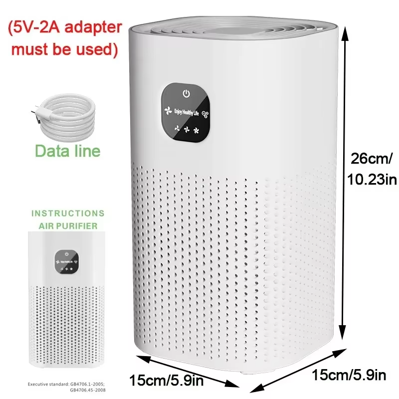 Negative Ion Air Purifier With HEPA Filter Smoke Remover Air Cleaner Negative Ion Purification Machine Odor Eliminator Machine