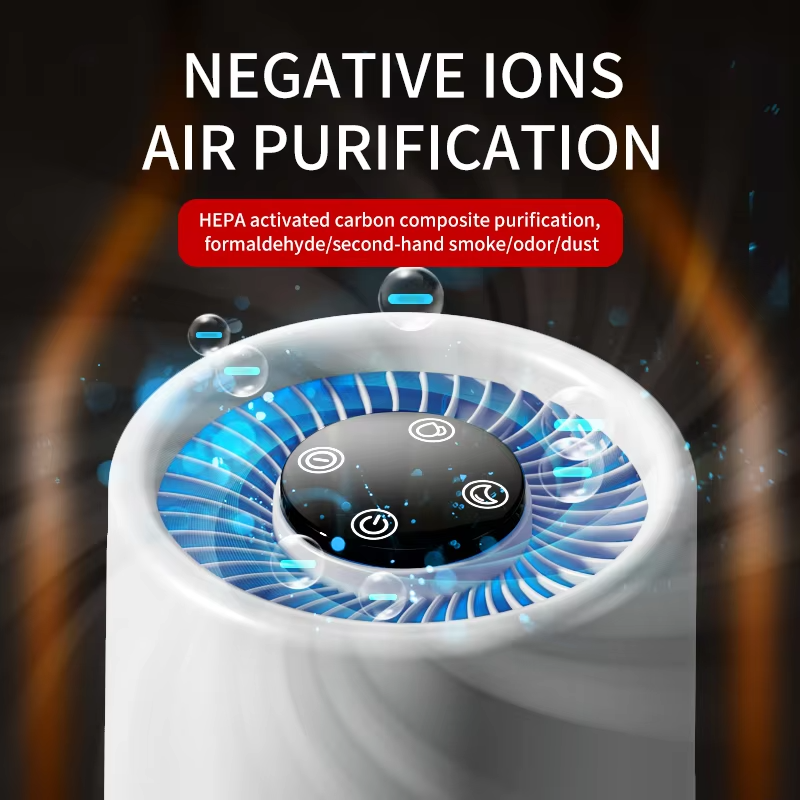 ZNLYRION Mini Desktop Air Purifier HEPA Activated Carbon Filter Negative Ion Blue Light Purification 2 Speed Wind Aroma Function Remove Formaldehyde Smoke Odor Dust