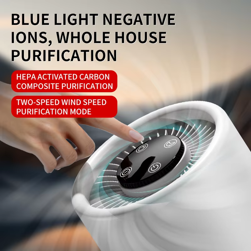 ZNLYRION Mini Desktop Air Purifier HEPA Activated Carbon Filter Negative Ion Blue Light Purification 2 Speed Wind Aroma Function Remove Formaldehyde Smoke Odor Dust