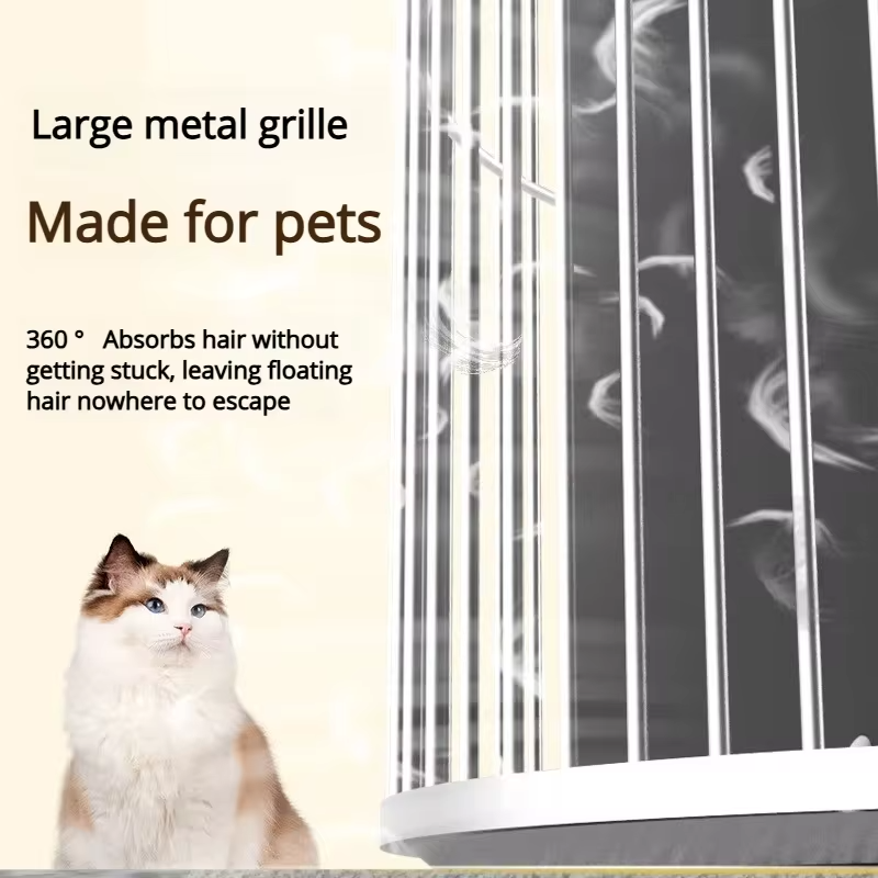 Pet Air Purifier With A Wire Cage Shell For 360° Suction Of Cat Hair, Effective Hepa Filter For Filtering, And Quiet Operation