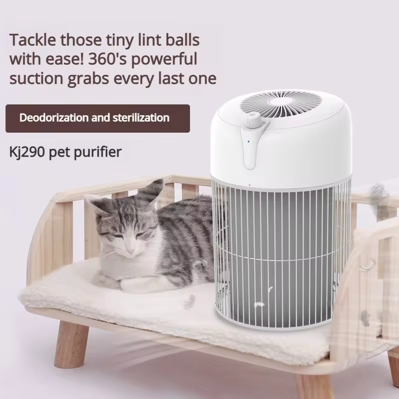 Pet Air Purifier With A Wire Cage Shell For 360° Suction Of Cat Hair, Effective Hepa Filter For Filtering, And Quiet Operation