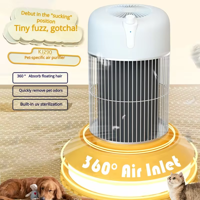 Pet Air Purifier With A Wire Cage Shell For 360° Suction Of Cat Hair, Effective Hepa Filter For Filtering, And Quiet Operation