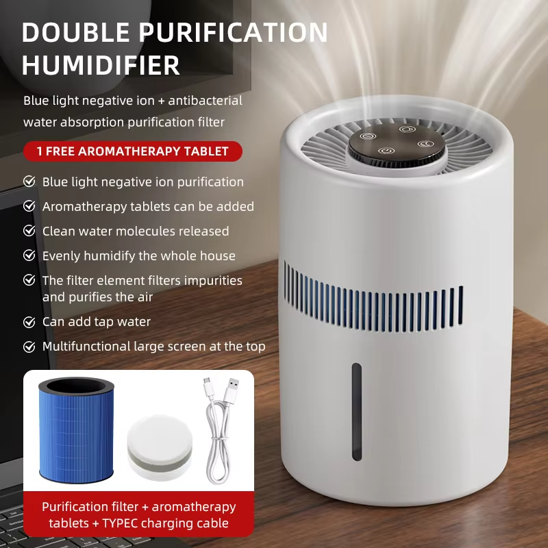 TINSOL 4L Mist-Free Humidifier Air Purifier HEPA Negative Ion Large Room Odor Removal Air Cleaner Bedroom Aroma Diffuser