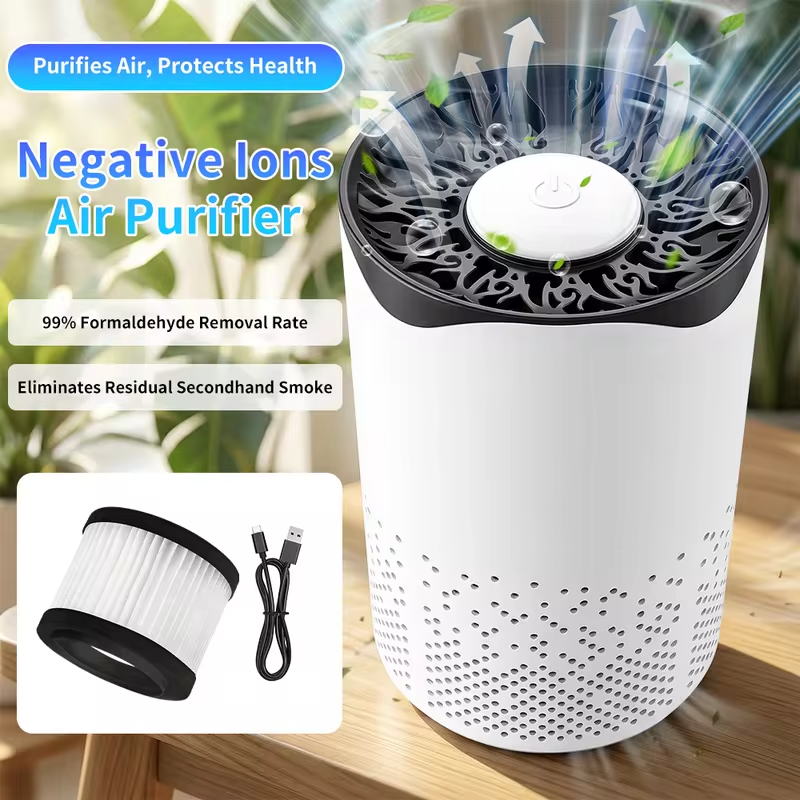 Portable Negative Ion Air Purifier High Efficiency Formaldehyde Smoke Dust Removal USB Powered Mini Air Cleaner For Home Pet Bedroom