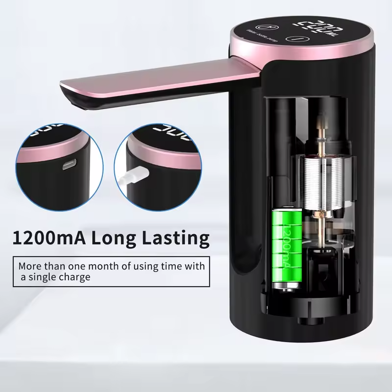 Water Dispenser for 2-5 Gallon Bottle, LED Display Touch Button 3 Quantitative Drinking Water Pump,Type C Charging Water Pump