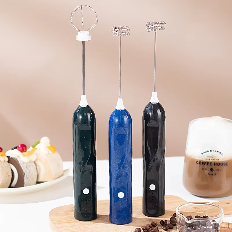 Rechargeable Electric Milk Frother Handheld Foam Maker With 2 Whisks High Speed Drink Mixer For Coffee Latte Egg Mixing Tool