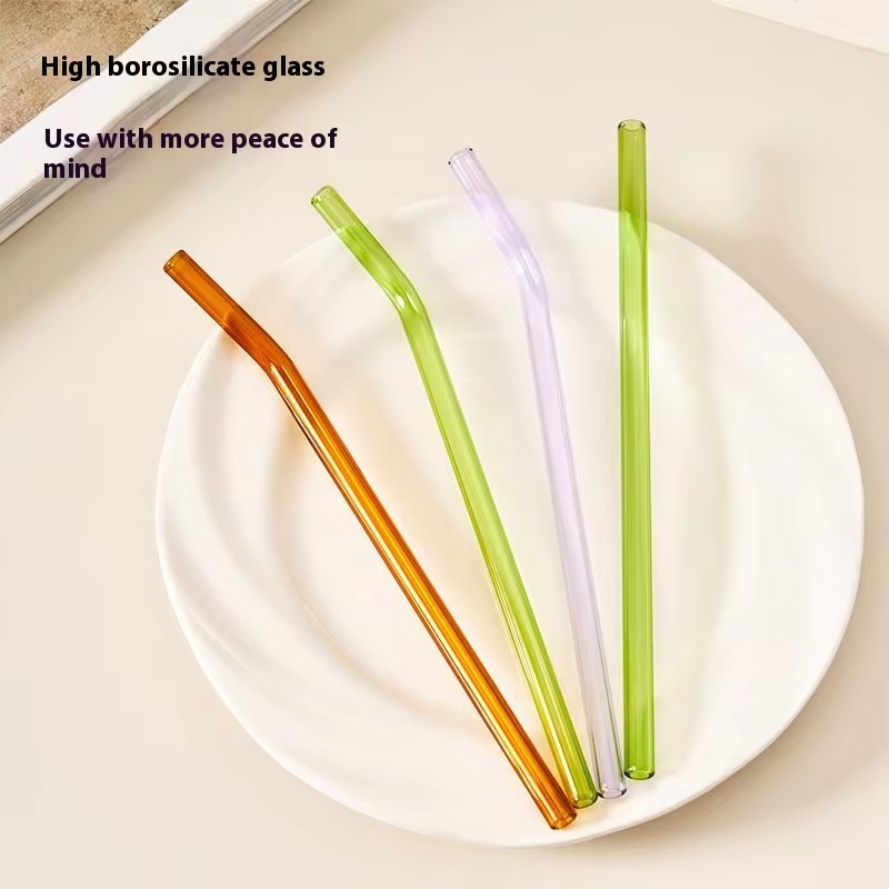 Gianxi Colored High-Value Glass Straw Non Disposable High Temperature Resistant Food Grade Transparent Drinking Glass Straw
