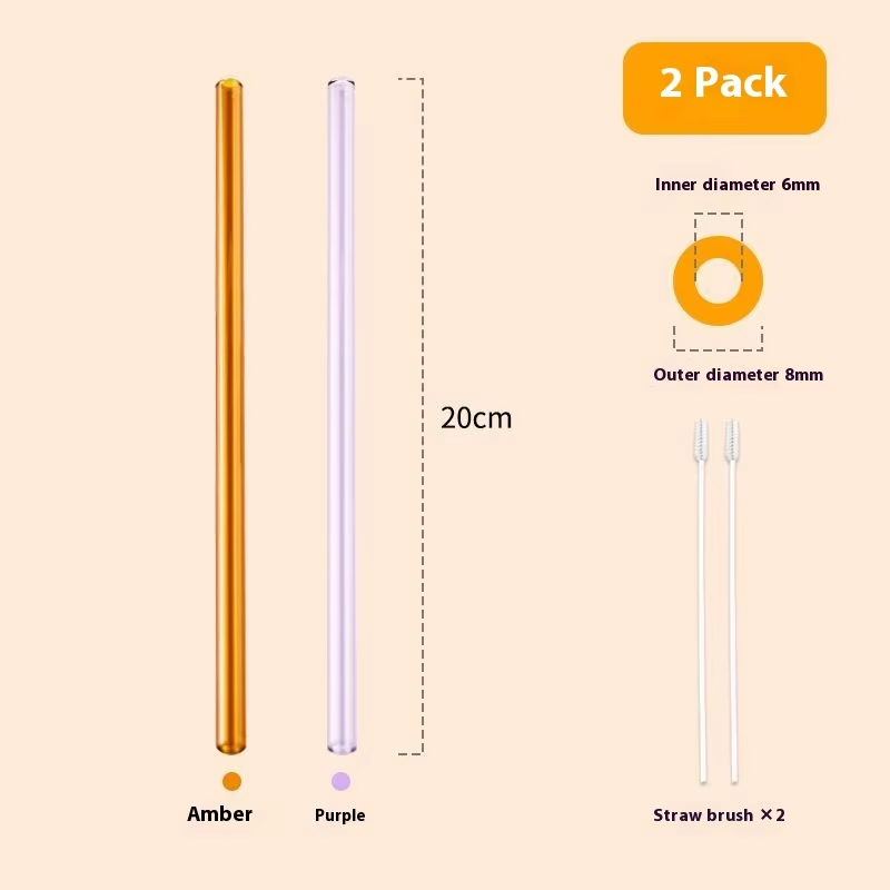 Gianxi Colored High-Value Glass Straw Non Disposable High Temperature Resistant Food Grade Transparent Drinking Glass Straw