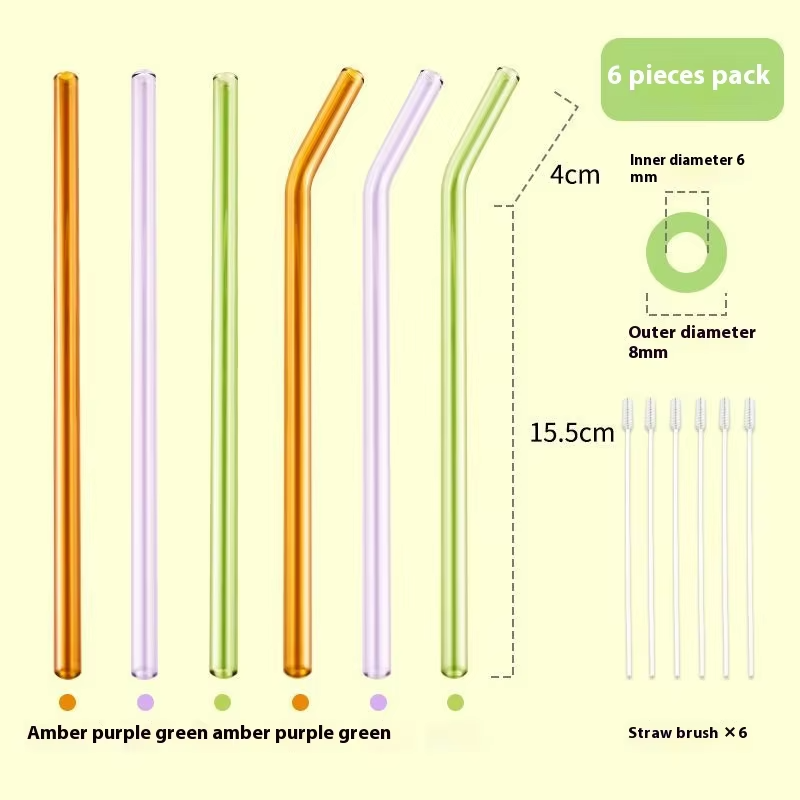 Gianxi Colored High-Value Glass Straw Non Disposable High Temperature Resistant Food Grade Transparent Drinking Glass Straw
