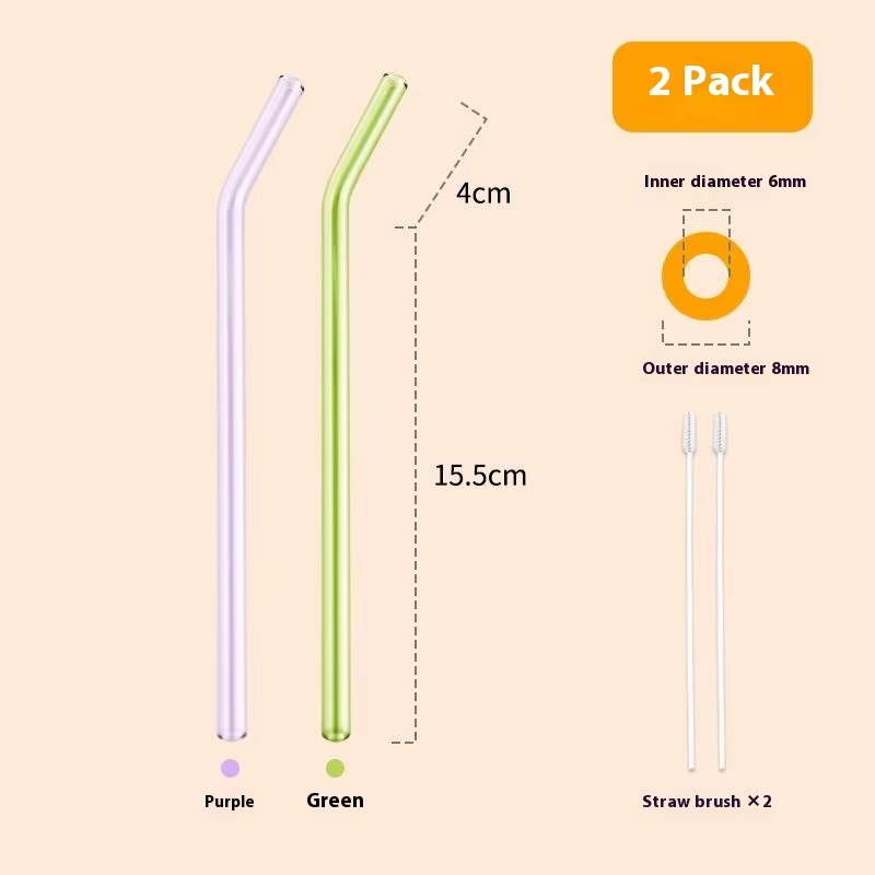 Gianxi Colored High-Value Glass Straw Non Disposable High Temperature Resistant Food Grade Transparent Drinking Glass Straw