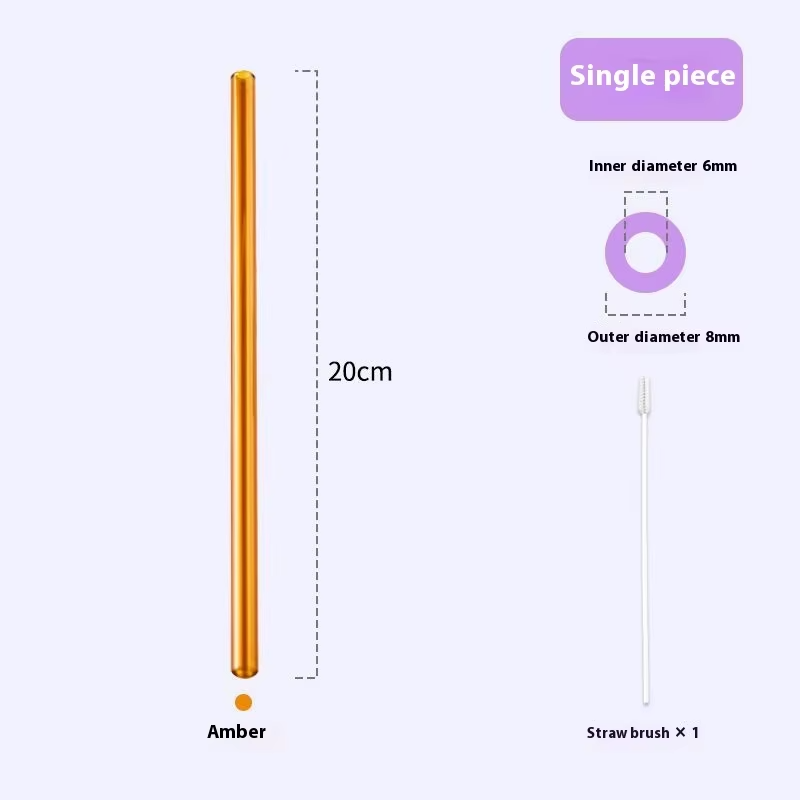 Gianxi Colored High-Value Glass Straw Non Disposable High Temperature Resistant Food Grade Transparent Drinking Glass Straw