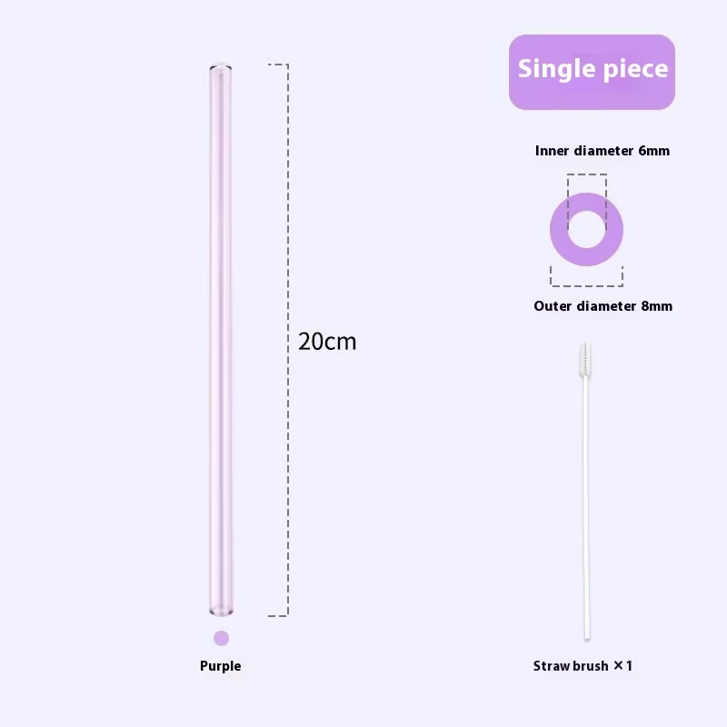 Gianxi Colored High-Value Glass Straw Non Disposable High Temperature Resistant Food Grade Transparent Drinking Glass Straw