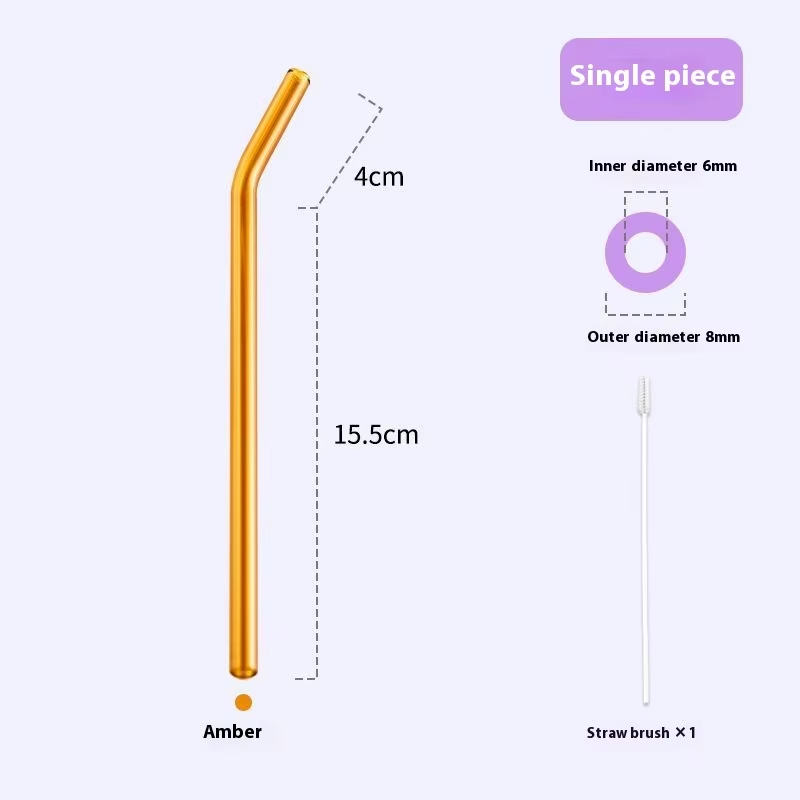 Gianxi Colored High-Value Glass Straw Non Disposable High Temperature Resistant Food Grade Transparent Drinking Glass Straw