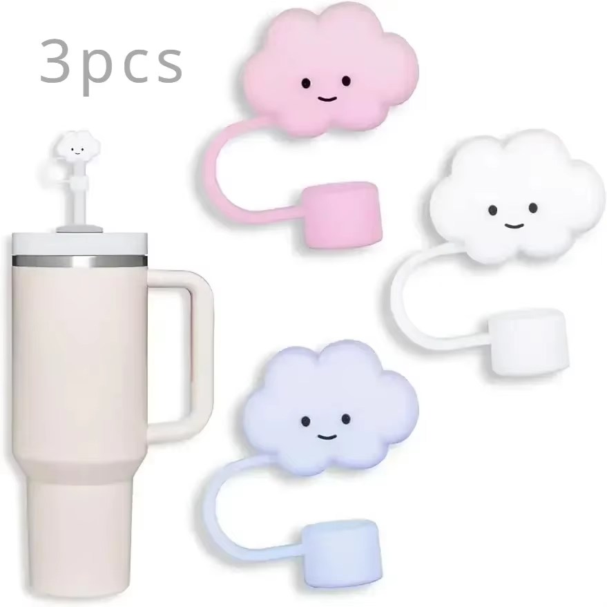 3Pcs Creative Straw Covers Cap For Stanley Cup Compatible Silicone Reusable Straw Tips 10mm For Drinking Straw Topper Decoration