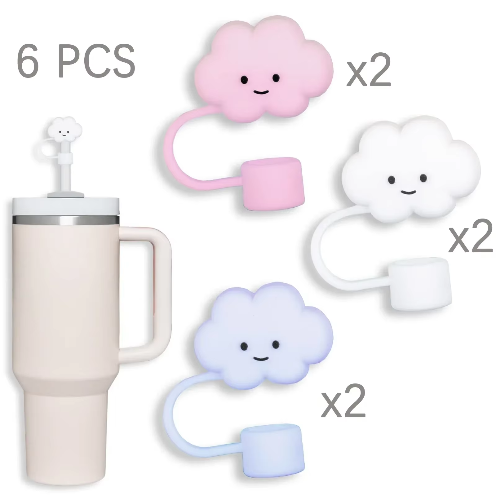 3Pcs Creative Straw Covers Cap For Stanley Cup Compatible Silicone Reusable Straw Tips 10mm For Drinking Straw Topper Decoration