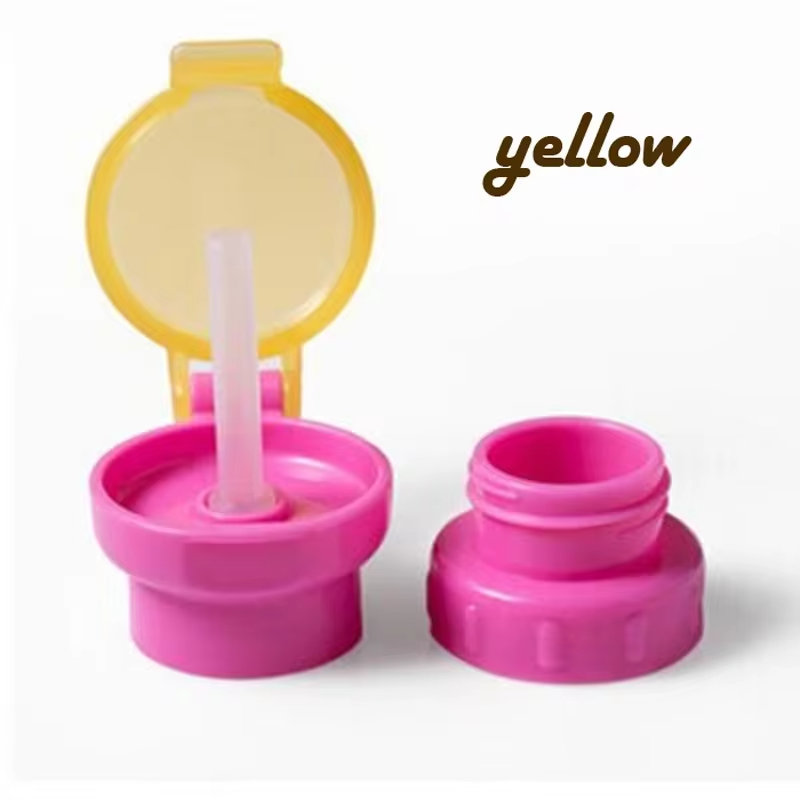 Kids Water Bottle Cap Spill Proof Juice Soda Water Bottle Twist Cover Cap with Straw Safe Drink Sippy Cap Feeding Drinkware