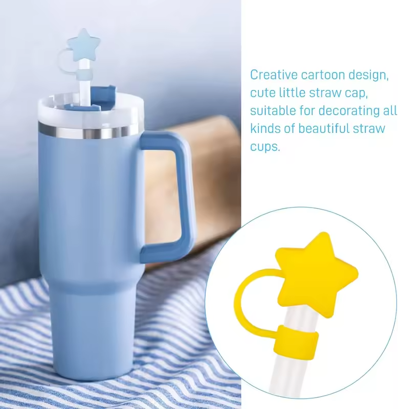 10mm Star Shape Straw Cover Compatible with Stanley 30&40 Oz Tumbler Silicone Star Straw Cover Straw Lid for 10mm Straw