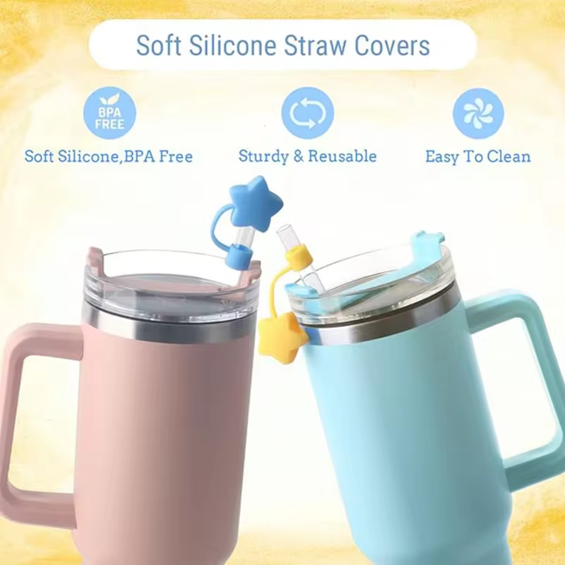 10mm Star Shape Straw Cover Compatible with Stanley 30&40 Oz Tumbler Silicone Star Straw Cover Straw Lid for 10mm Straw